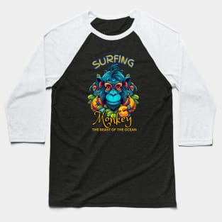 Surfing Monkey in The Jungle Baseball T-Shirt